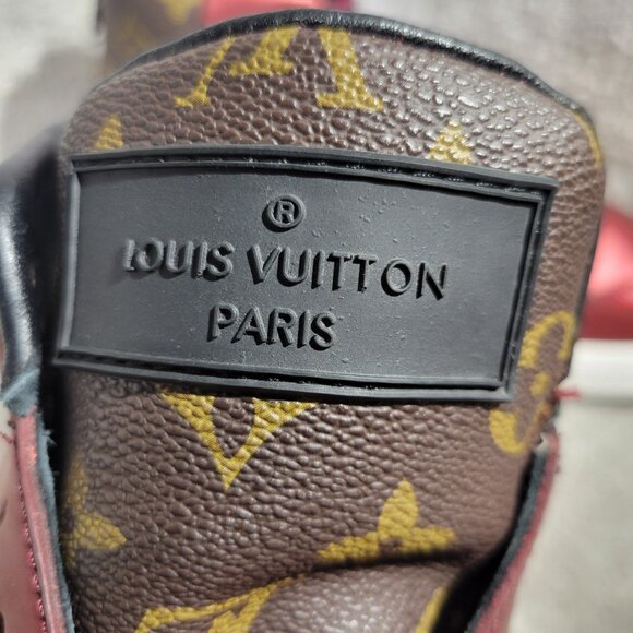 Louis Vuitton Line Zip-Up Monogram Burgundy Boot Sneakers Men's Size EU 44 - Picture 10 of 14